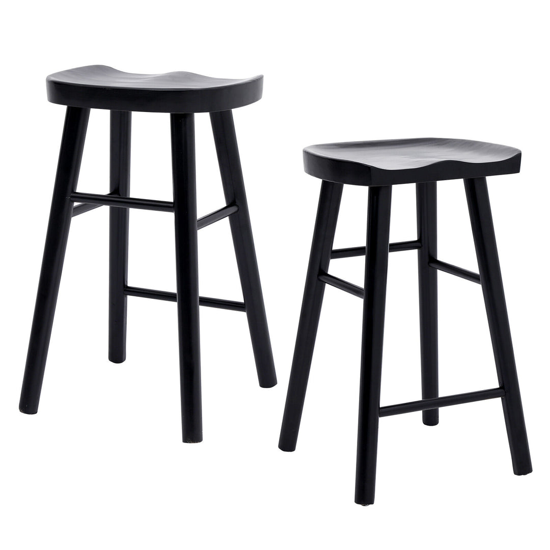 Jude (Set of 2) Wooden Bar Stools 65cm - Black - Homecoze