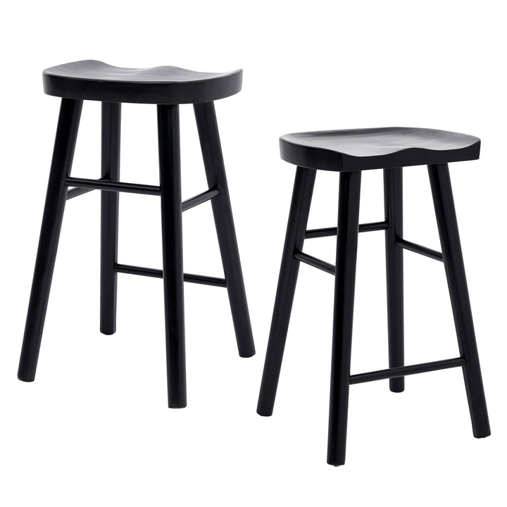 Jude (Set of 2) Wooden Bar Stools 65cm - Black - Homecoze