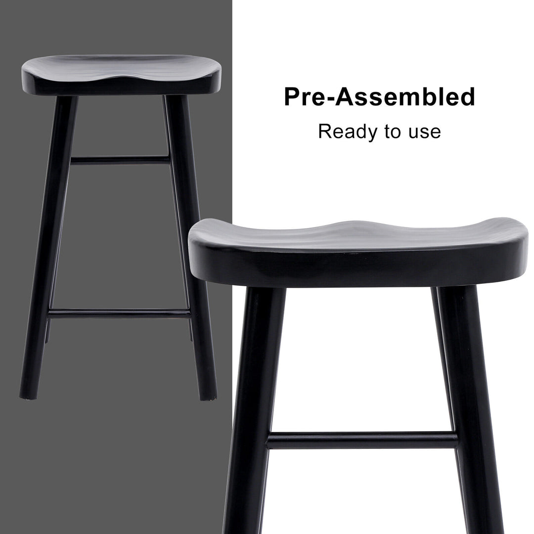 Jude (Set of 2) Wooden Bar Stools 65cm - Black - Homecoze