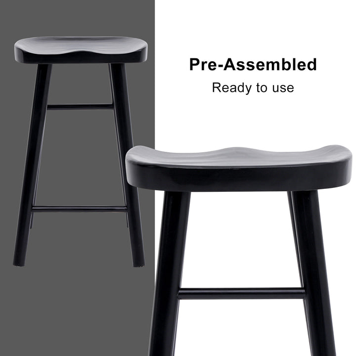 Jude (Set of 2) Wooden Bar Stools 65cm - Black - Homecoze