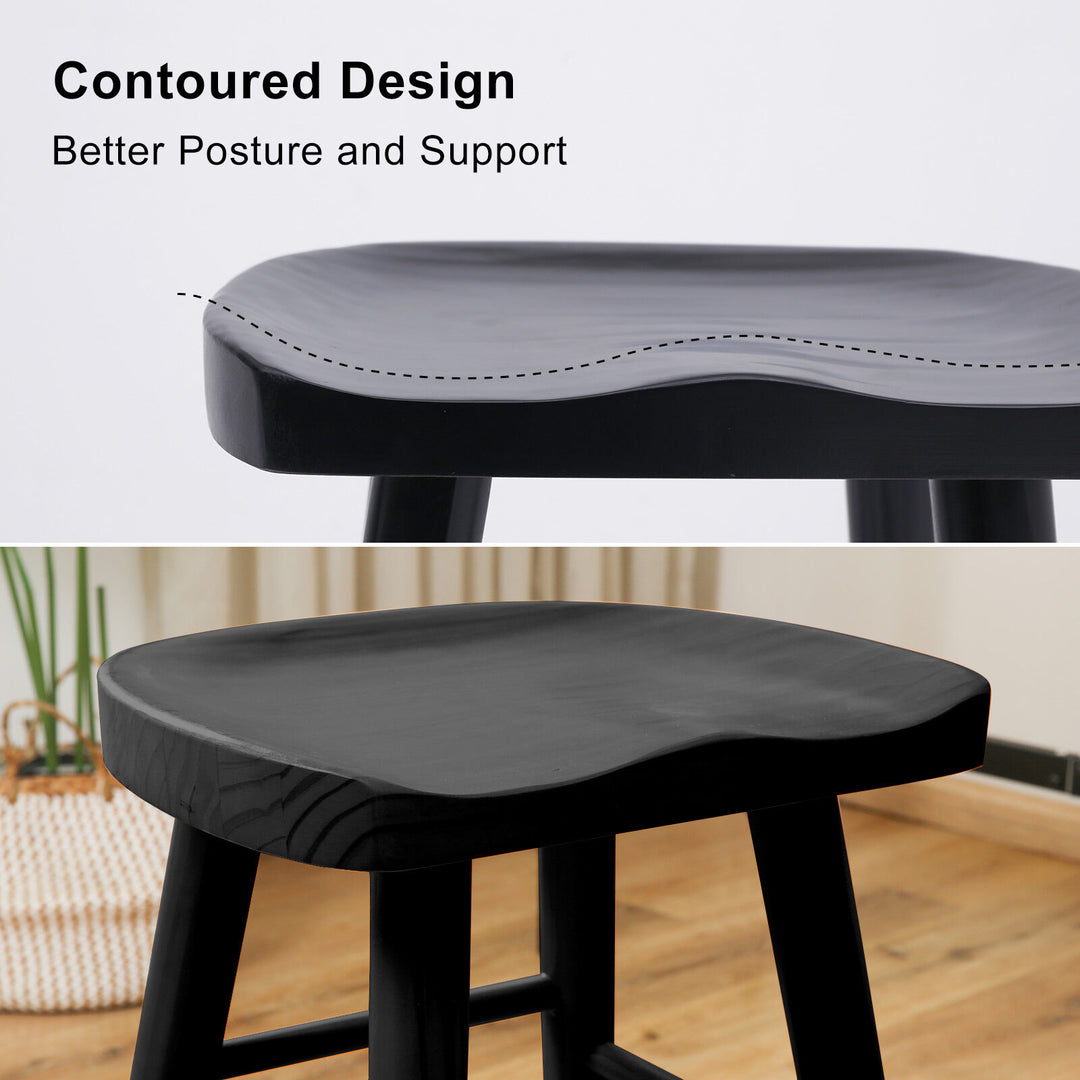 Jude (Set of 2) Wooden Bar Stools 65cm - Black - Homecoze