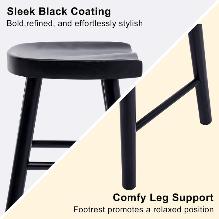 Jude (Set of 2) Wooden Bar Stools 65cm - Black - Homecoze