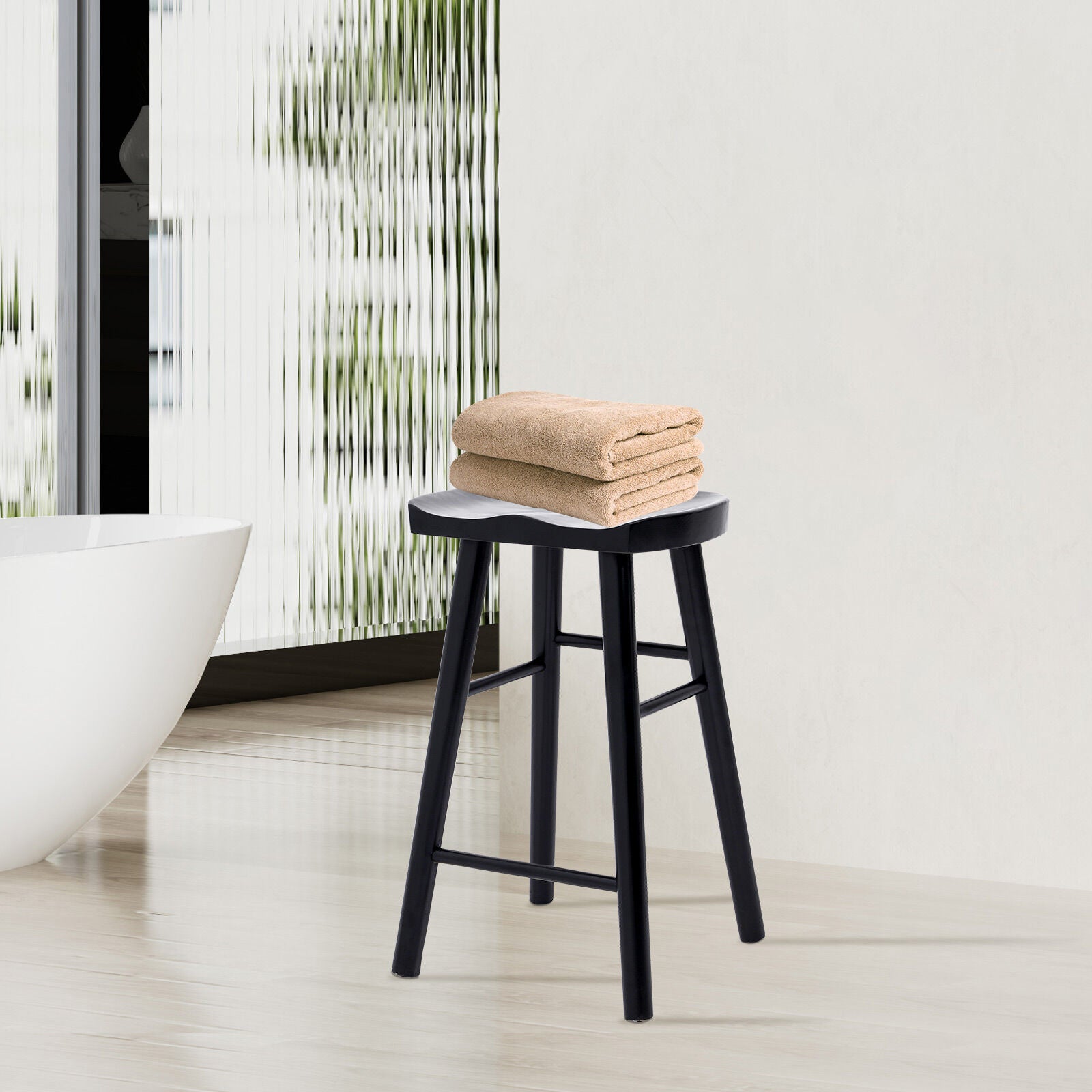 Jude (Set of 2) Wooden Bar Stools 65cm - Black - Homecoze