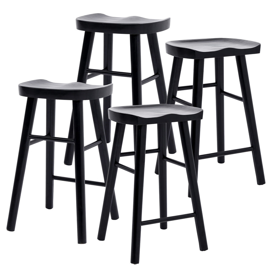 Jude (Set of 4) Wooden Bar Stools 65cm - Black - Homecoze