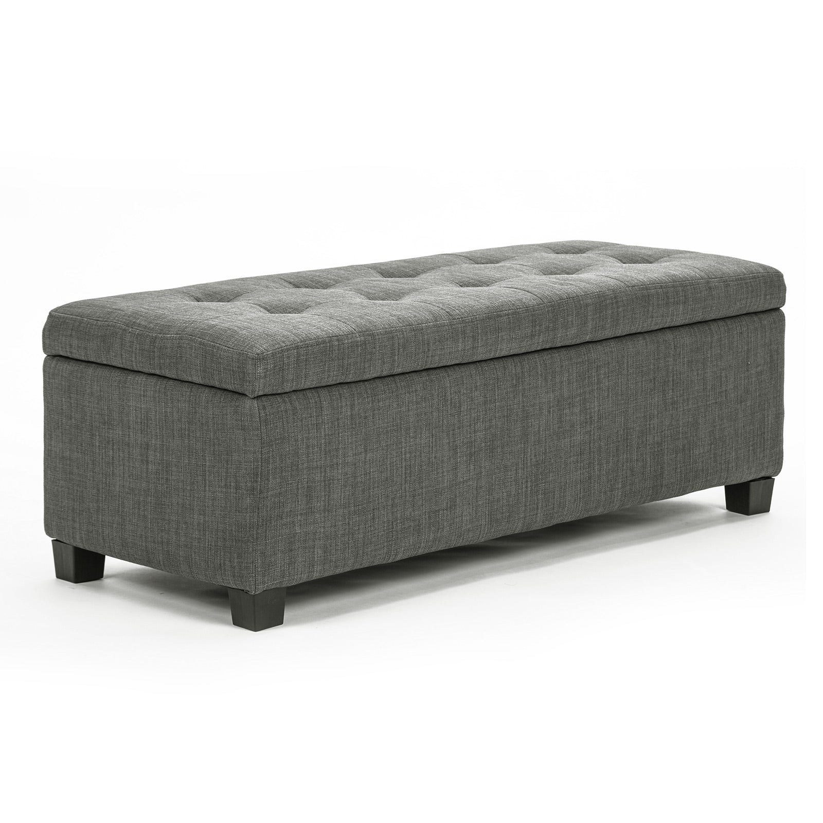 Dark Grey Faux Linen Fabric Storage Blanket Box Ottoman Stool - 102cm - Homecoze