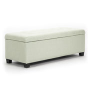 Light Green Storage Ottoman Stool Faux Linen Fabric 102cm - Homecoze