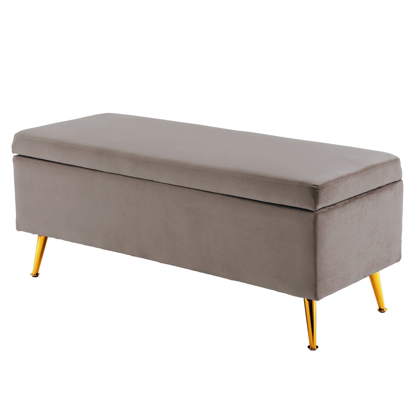 Velvet Storage Ottoman Bench Seat 110cm - Grey - Homecoze