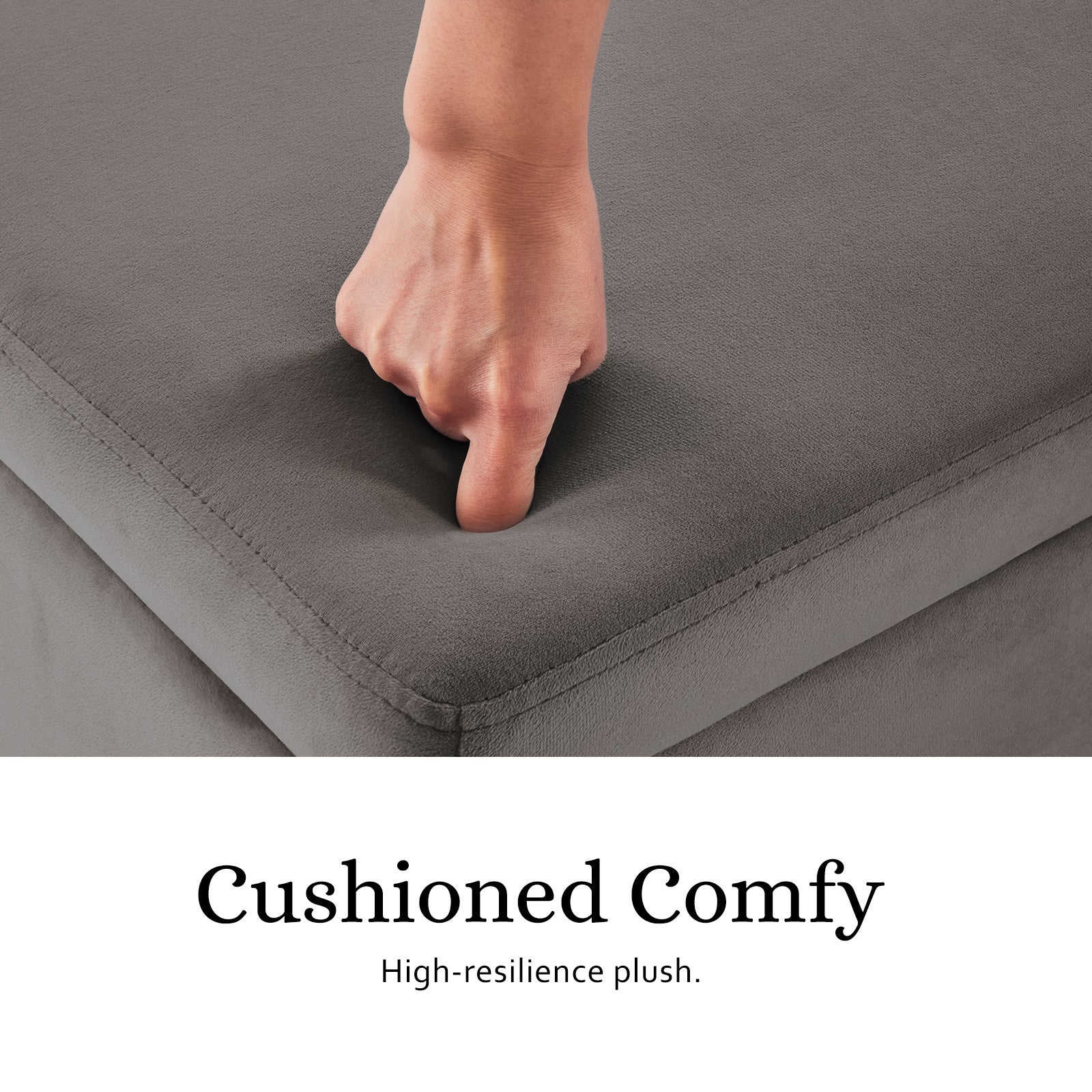 Velvet Storage Ottoman Bench Seat 110cm - Grey - Homecoze