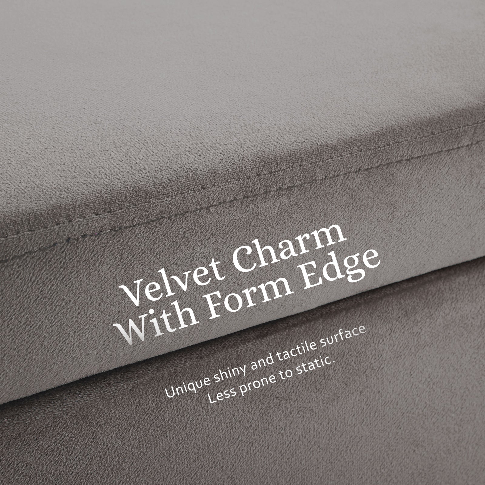 Velvet Storage Ottoman Bench Seat 110cm - Grey - Homecoze