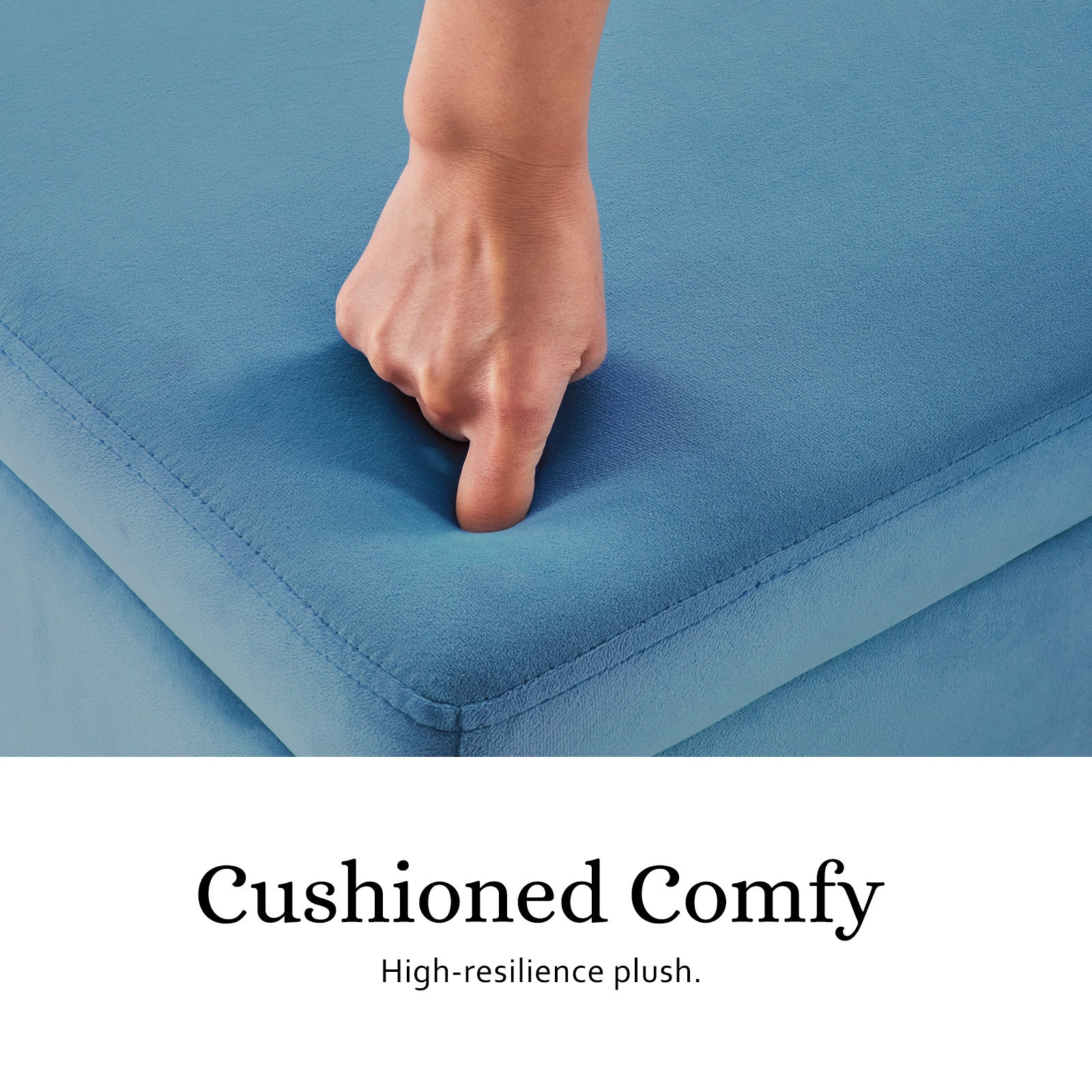 Velvet Storage Ottoman Bench Seat 110cm - Blue - Homecoze