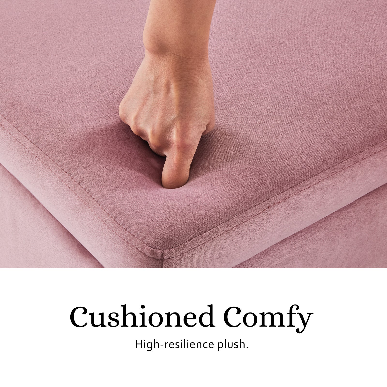 Velvet Storage Ottoman Bench Seat 110cm - Pink - Homecoze