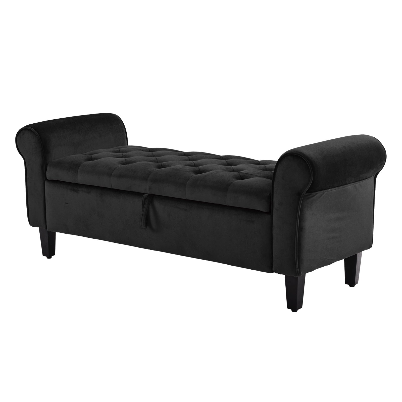 Velvet Storage Ottoman Bench Seat 132cm - Black - Homecoze