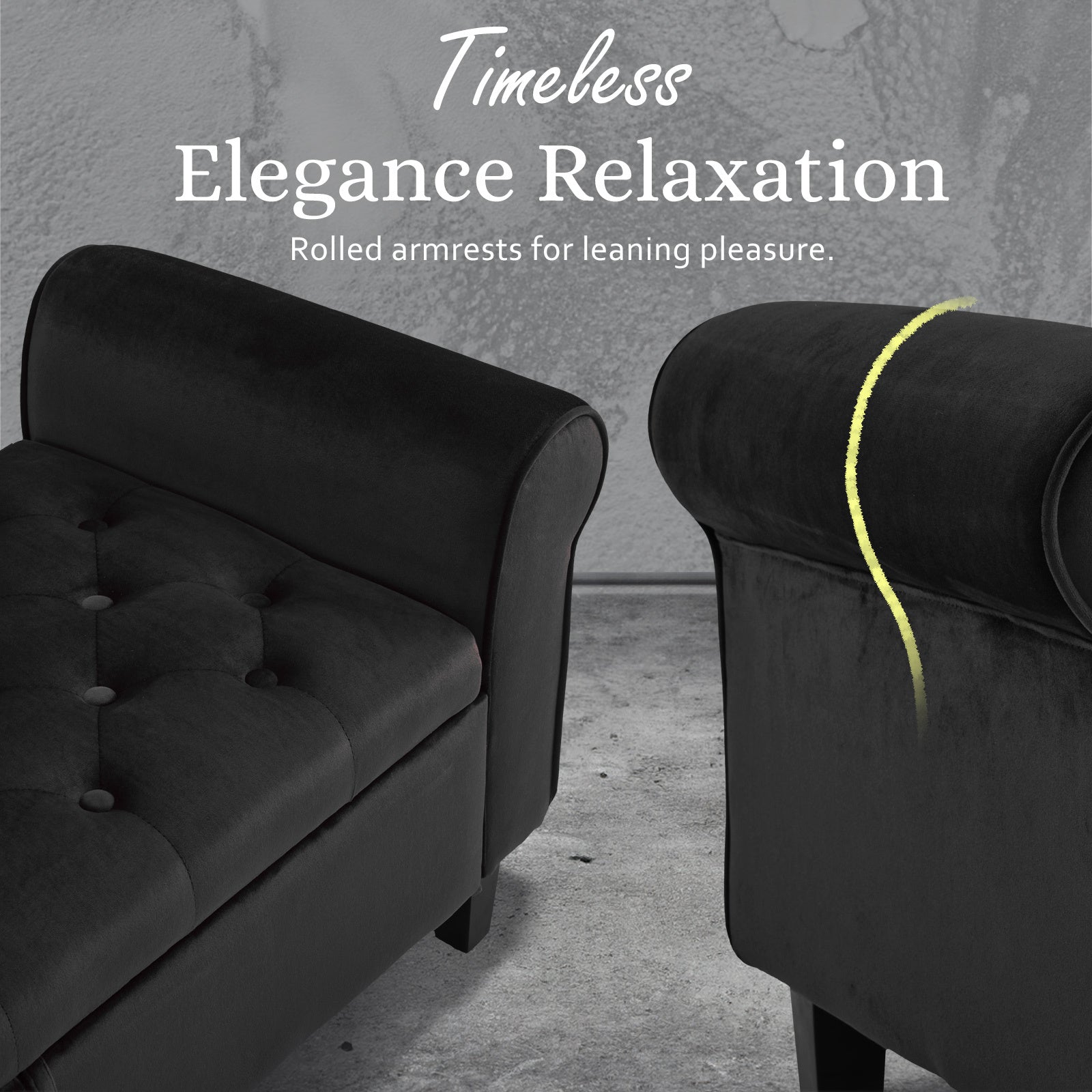 Velvet Storage Ottoman Bench Seat 132cm - Black - Homecoze