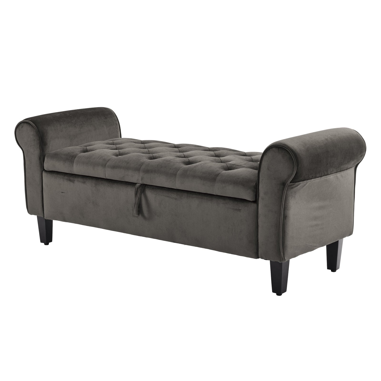 Velvet Storage Ottoman Bench Seat 132cm - Grey - Homecoze