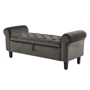 Velvet Storage Ottoman Bench Seat 132cm - Grey - Homecoze