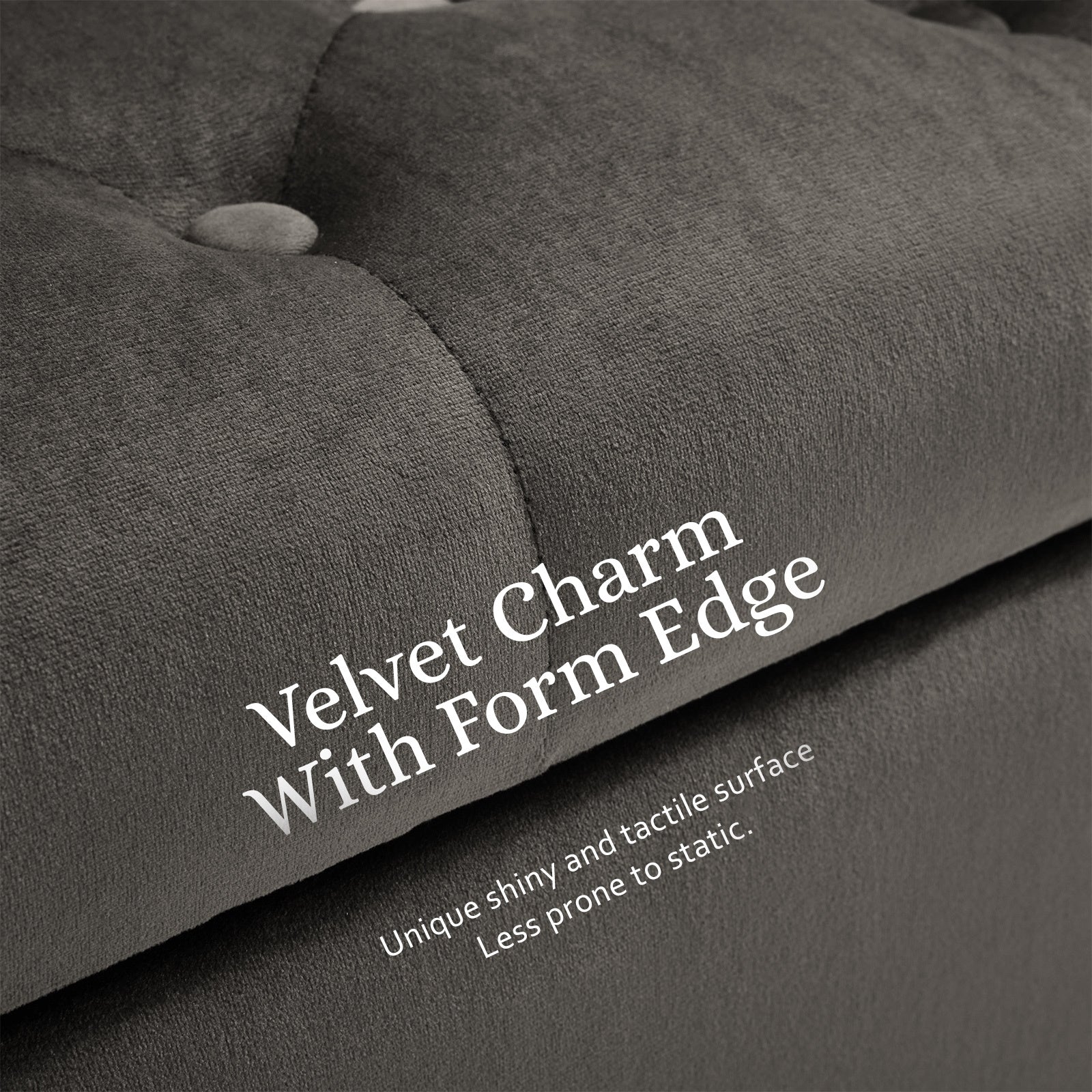 Velvet Storage Ottoman Bench Seat 132cm - Grey - Homecoze