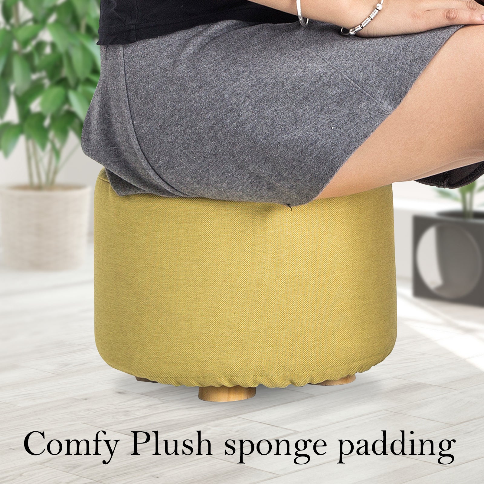 Mini Ottoman Pouffe Foot Stool - Mustard Yellow - Homecoze