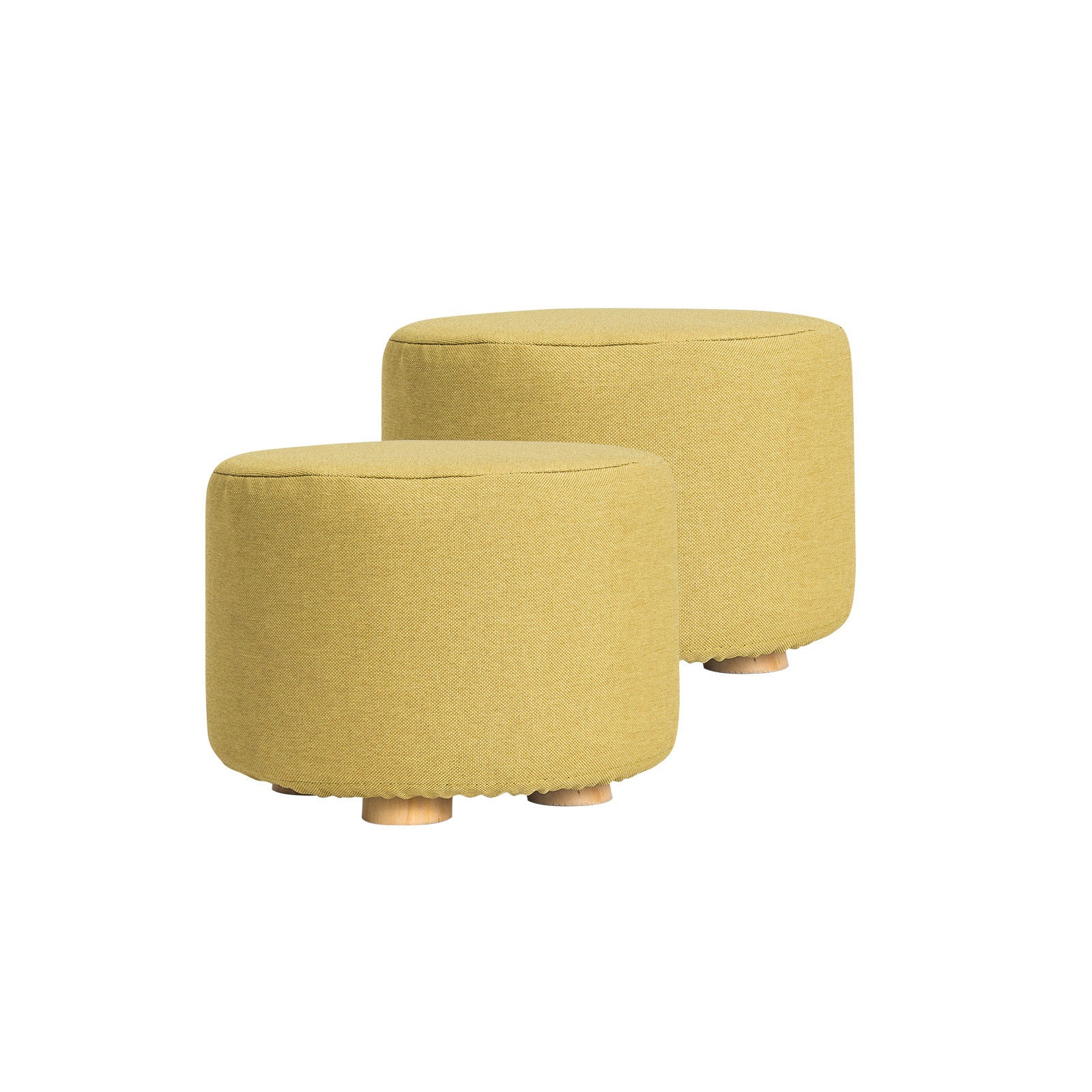 Set of 2 Mini Ottoman Pouffe Foot Stools - Mustard Yellow - Homecoze