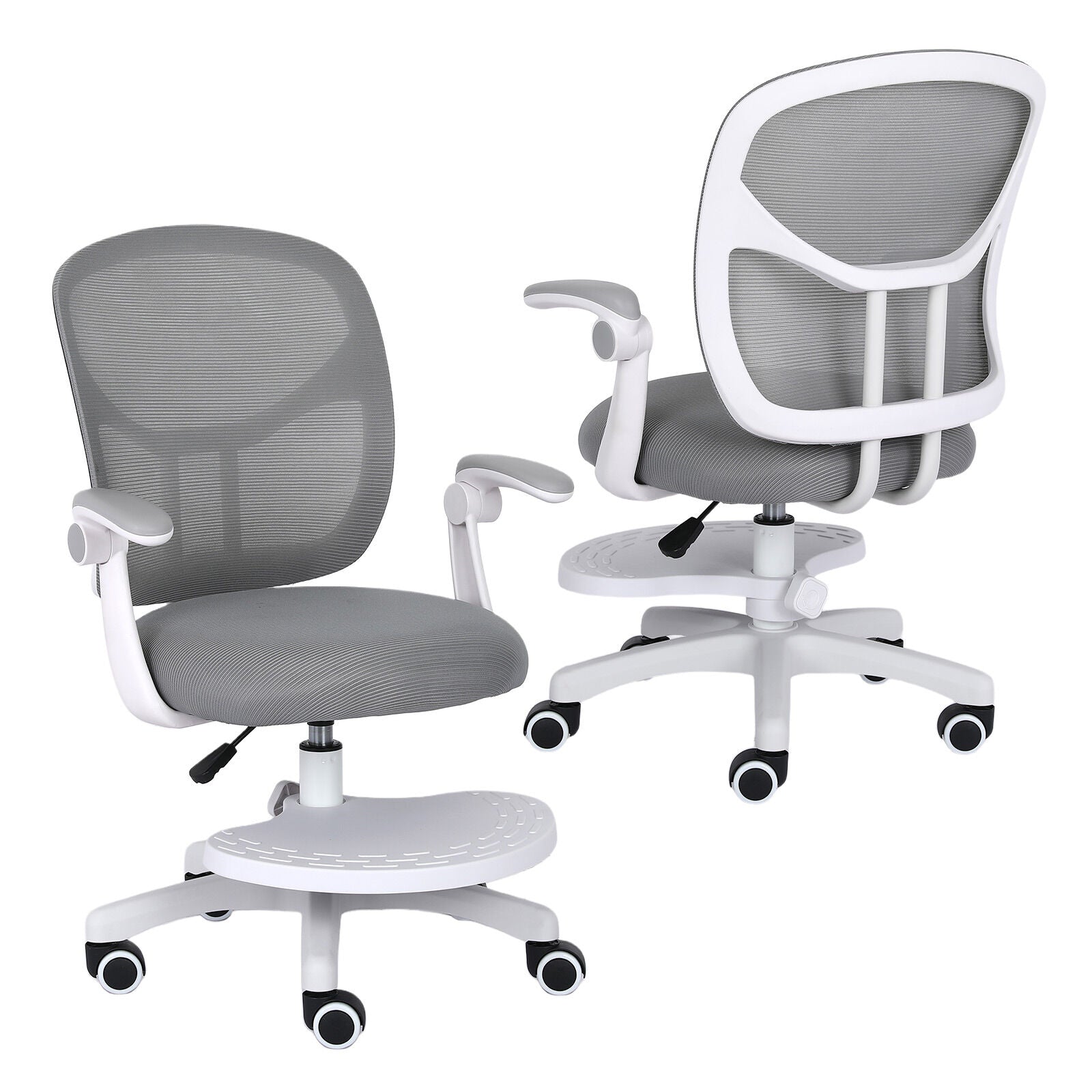 Kids Desk Chair - Children Office Study Seat with Footrest NOVA - Grey - Homecoze