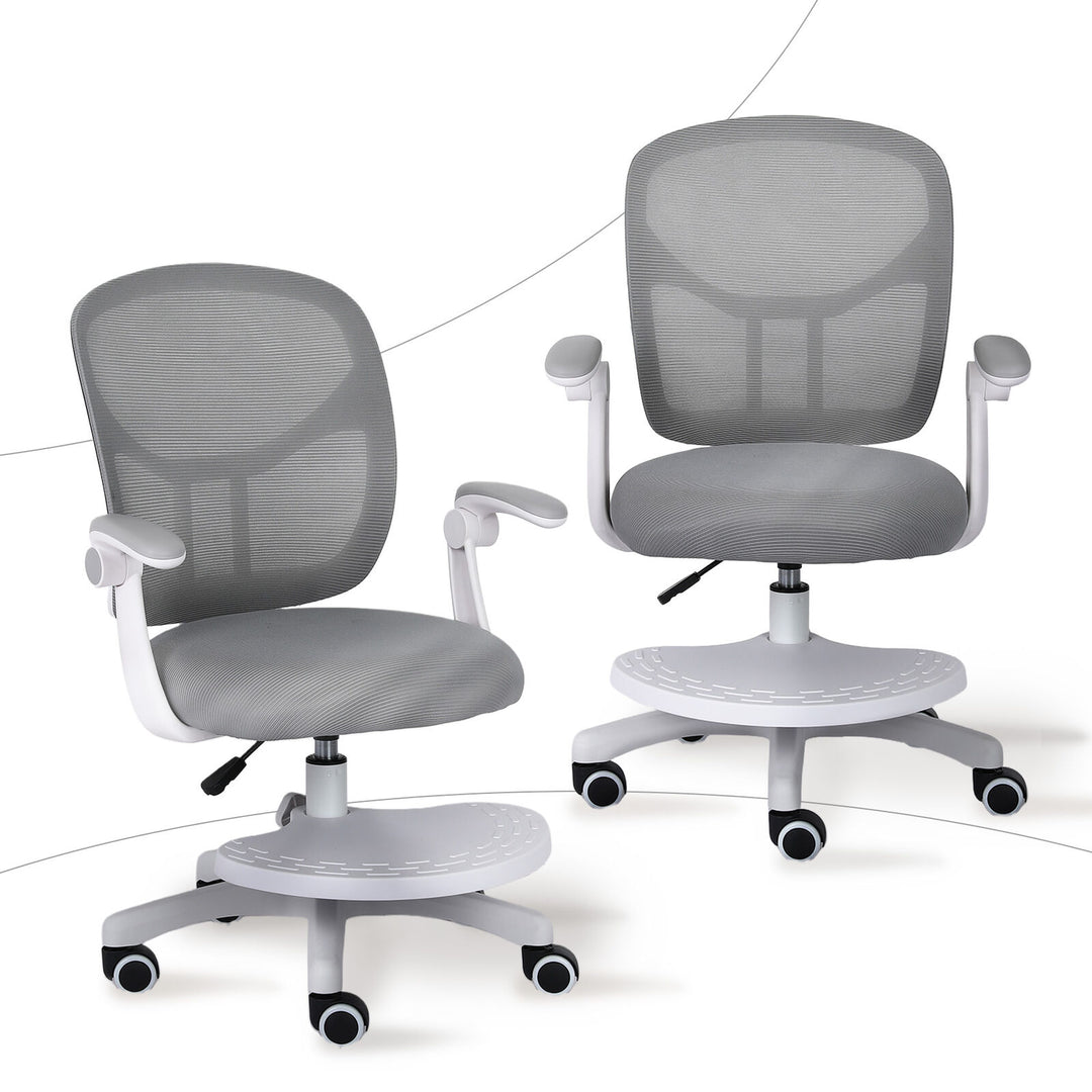 Kids Desk Chair - Children Office Study Seat with Footrest NOVA - Grey - Homecoze