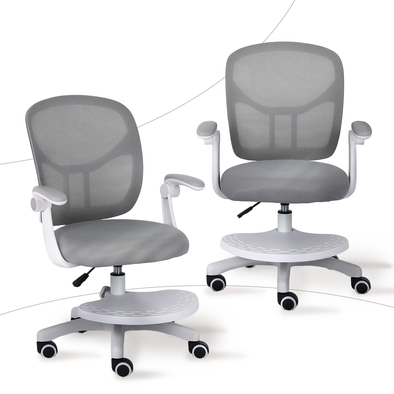 Kids Desk Chair - Children Office Study Seat with Footrest NOVA - Grey - Homecoze