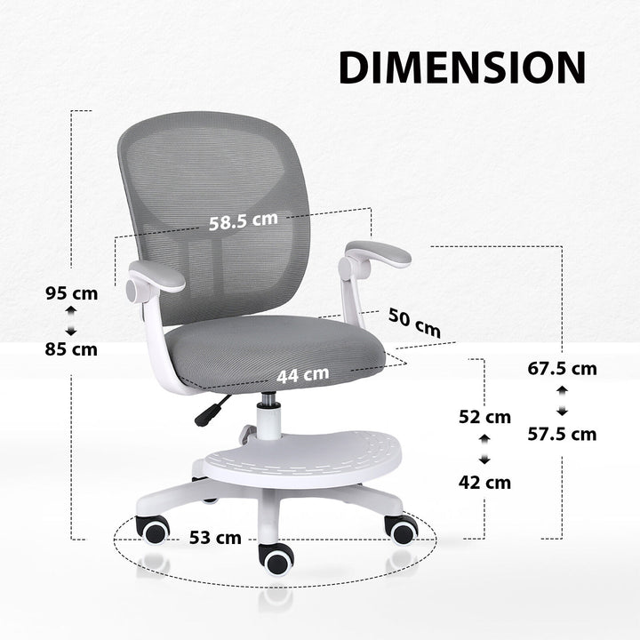 Kids Desk Chair - Children Office Study Seat with Footrest NOVA - Grey - Homecoze