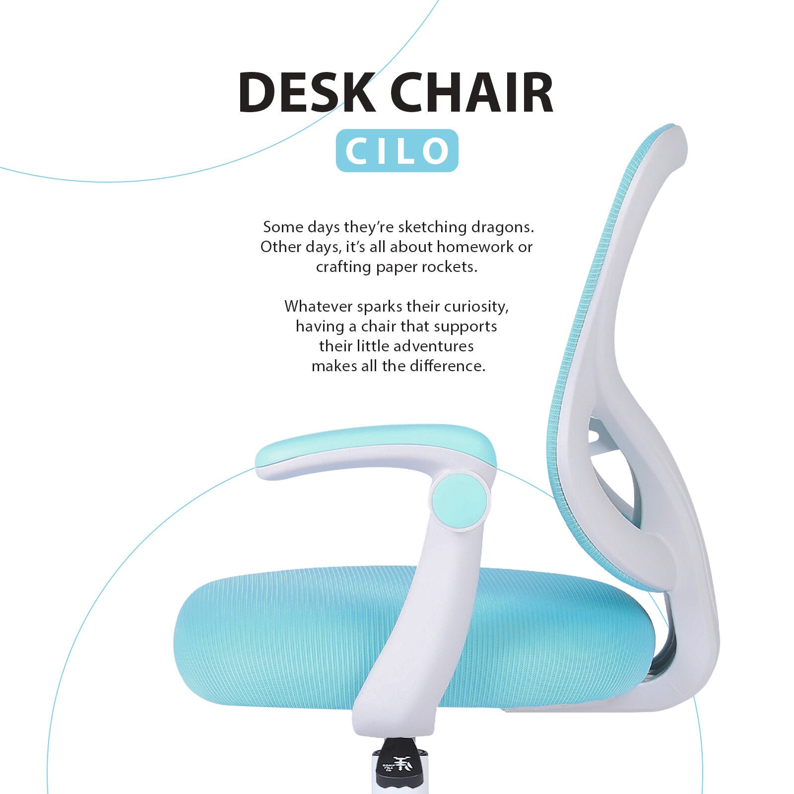 Kids Desk Chair - Children Office Study Seat with Footrest CILO - Blue - Homecoze