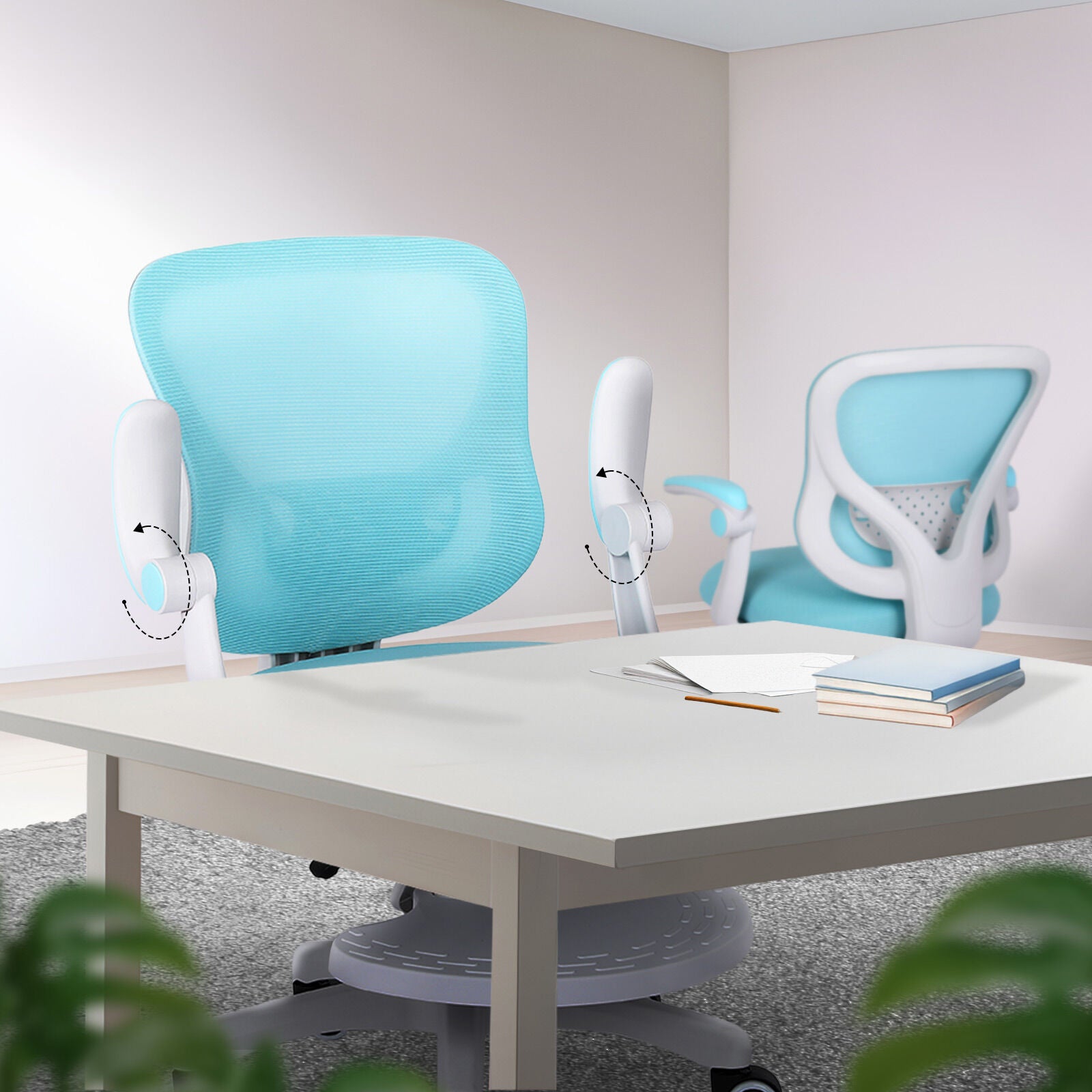 Kids Desk Chair - Children Office Study Seat with Footrest CILO - Blue - Homecoze