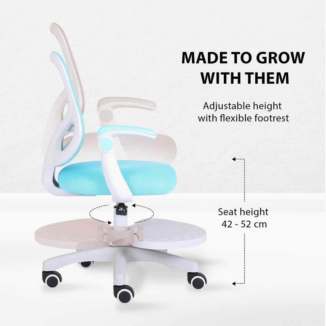 Kids Desk Chair - Children Office Study Seat with Footrest CILO - Blue - Homecoze