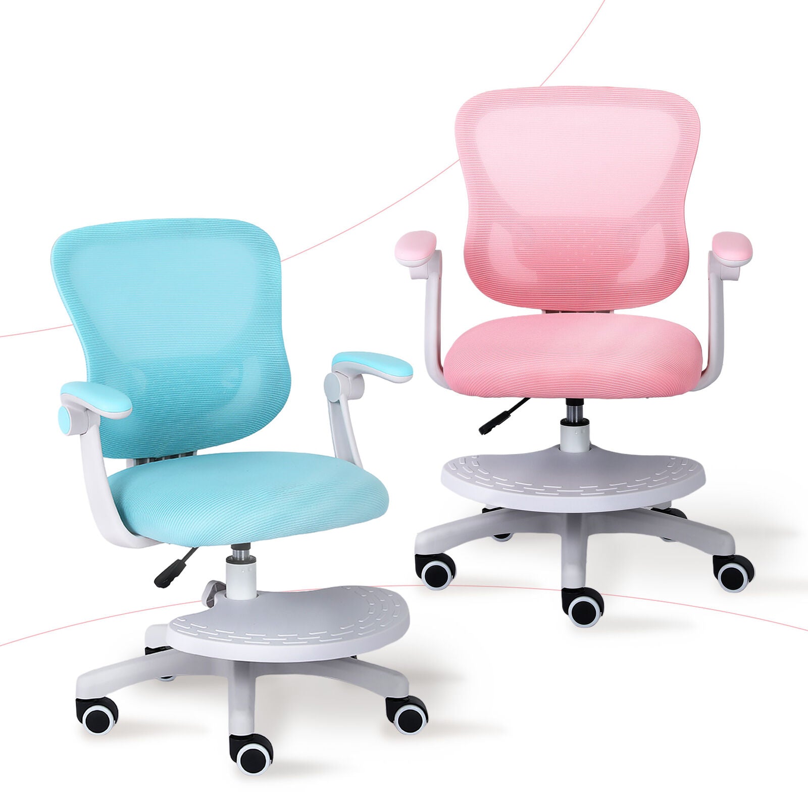 Kids Desk Chair - Children Office Study Seat with Footrest CILO - Pink - Homecoze