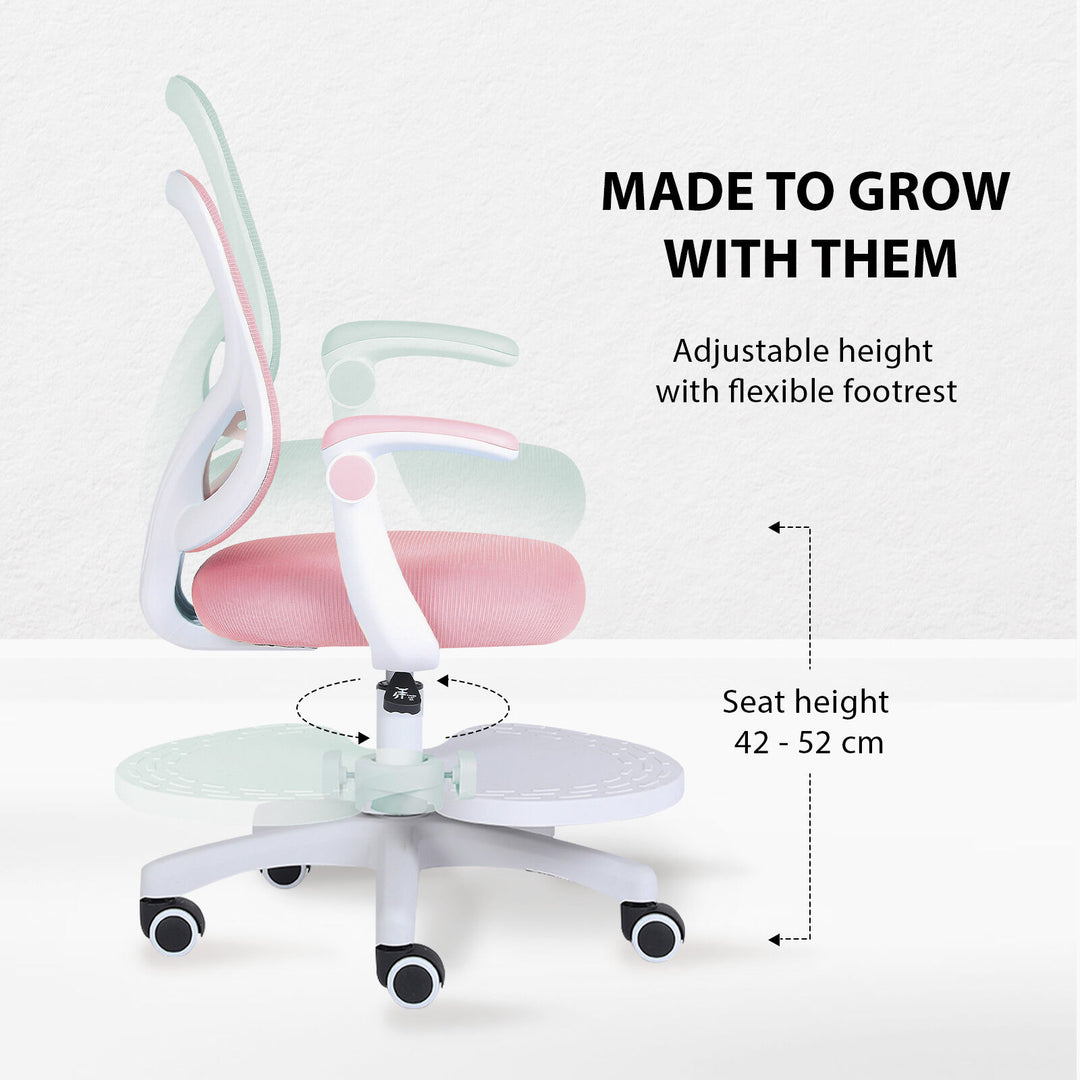 Kids Desk Chair - Children Office Study Seat with Footrest CILO - Pink - Homecoze