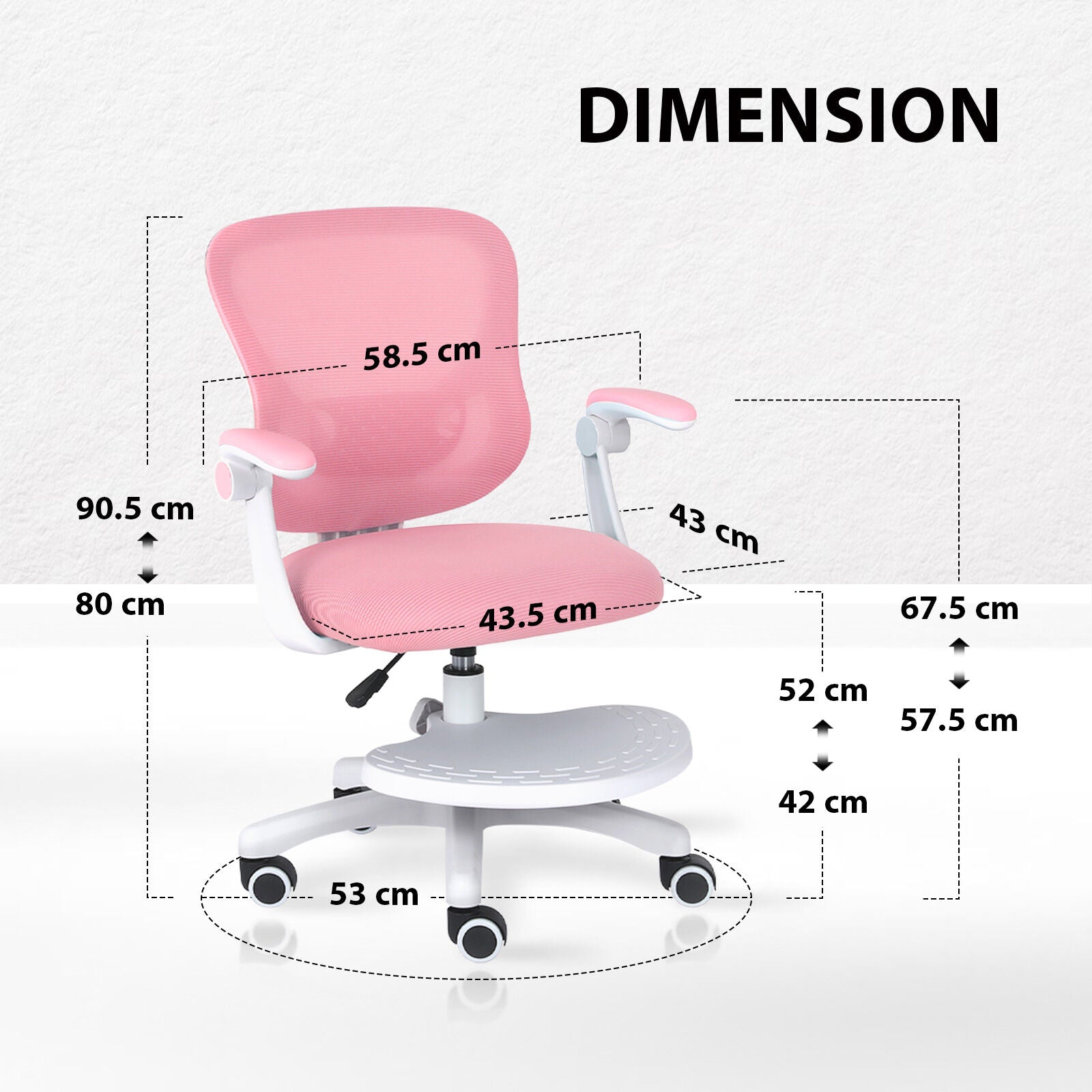 Kids Desk Chair - Children Office Study Seat with Footrest CILO - Pink - Homecoze