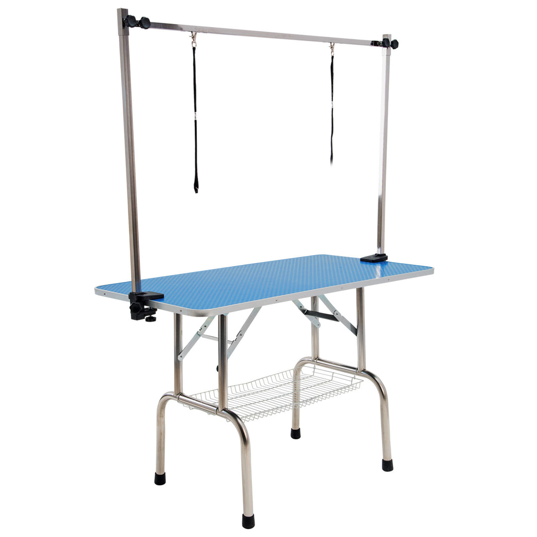 Deluxe Pet Grooming Salon Table Station Dual Dog Cat Stainless Steel 120cm - Blue