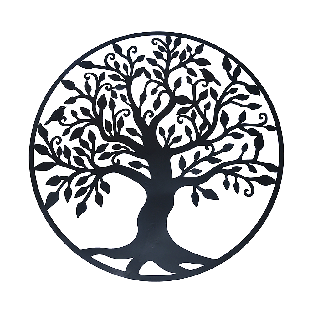 Black Tree of Life Wall Art Hanging Metal Iron Sculpture Garden 99cm - Homecoze