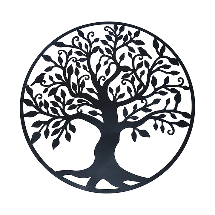 Black Tree of Life Wall Art Hanging Metal Iron Sculpture Garden 99cm - Homecoze