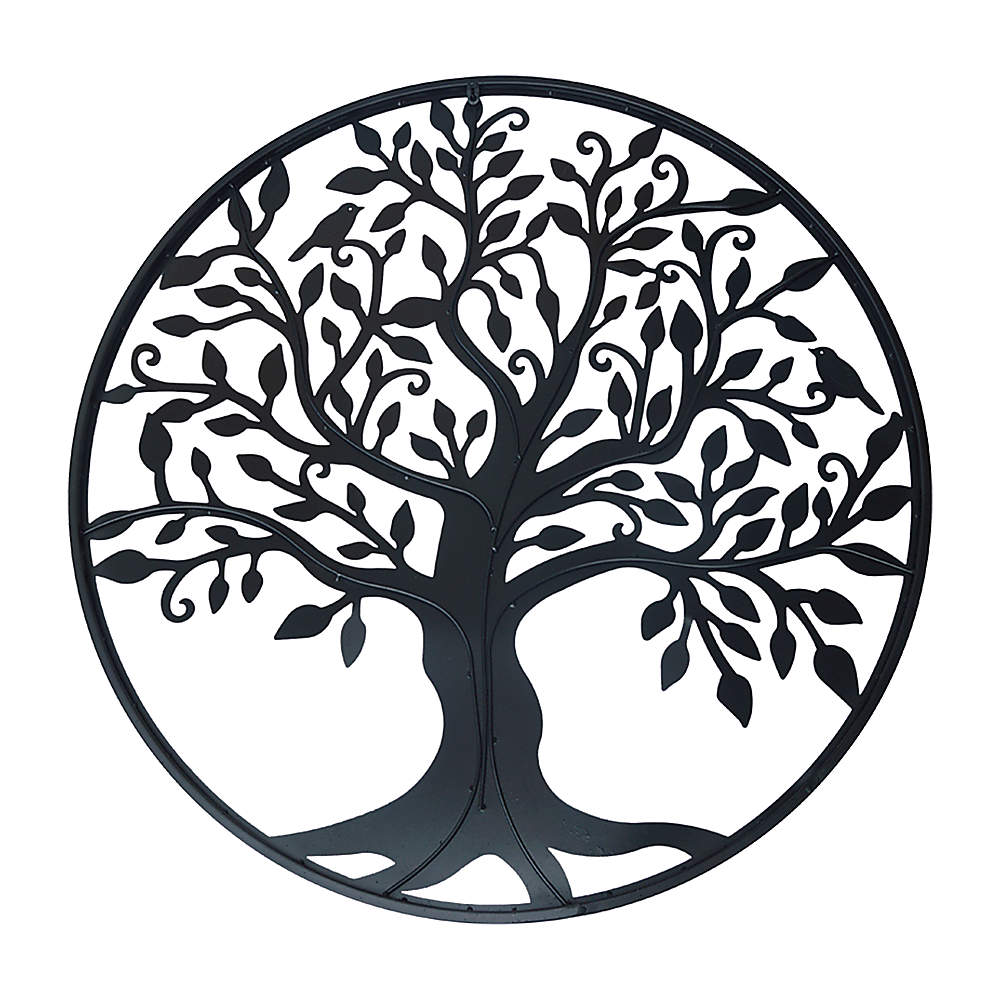 Black Tree of Life Wall Art Hanging Metal Iron Sculpture Garden 99cm - Homecoze