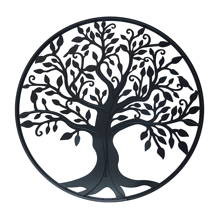 Black Tree of Life Wall Art Hanging Metal Iron Sculpture Garden 99cm - Homecoze