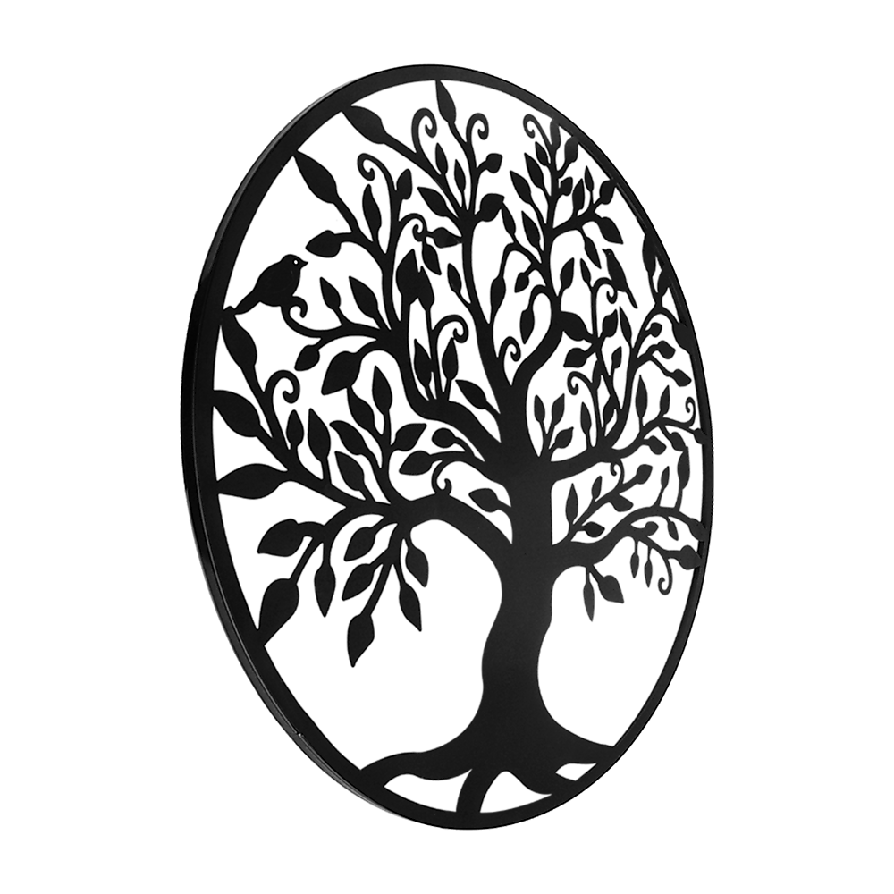 Black Tree of Life Wall Art Hanging Metal Iron Sculpture Garden 99cm - Homecoze