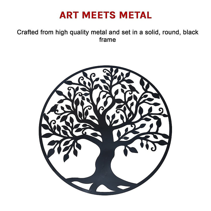 Black Tree of Life Wall Art Hanging Metal Iron Sculpture Garden 99cm - Homecoze