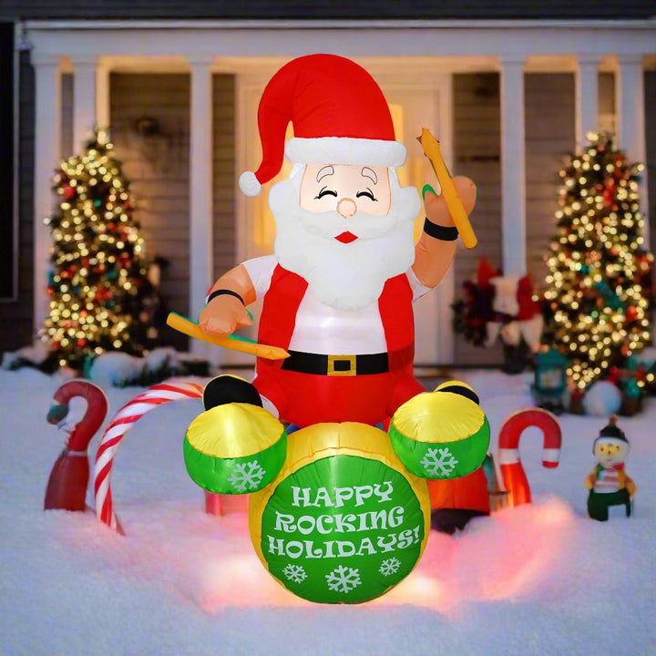 1.8m Rocking Santa Drum Kit Christmas Inflatable