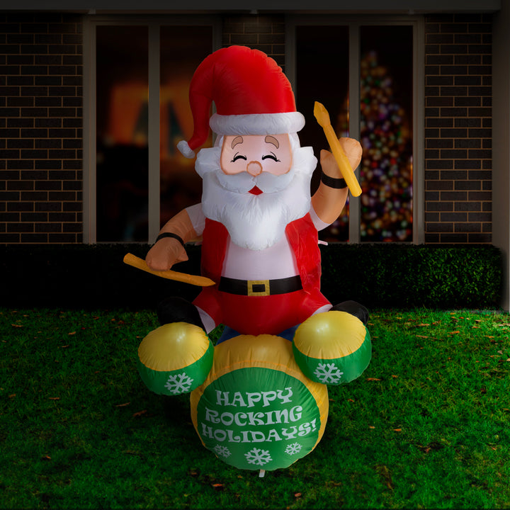 1.8m Rocking Santa Drum Kit Christmas Inflatable