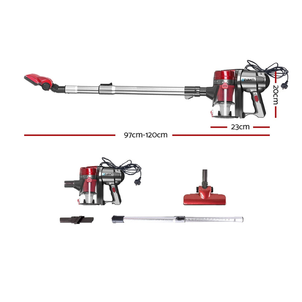 Handheld Powerful 450W Corded Stick Vacuum Cleaner - Red - Homecoze