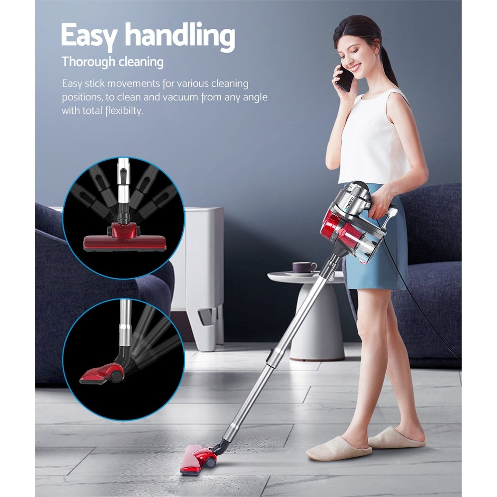 Handheld Powerful 450W Corded Stick Vacuum Cleaner - Red - Homecoze
