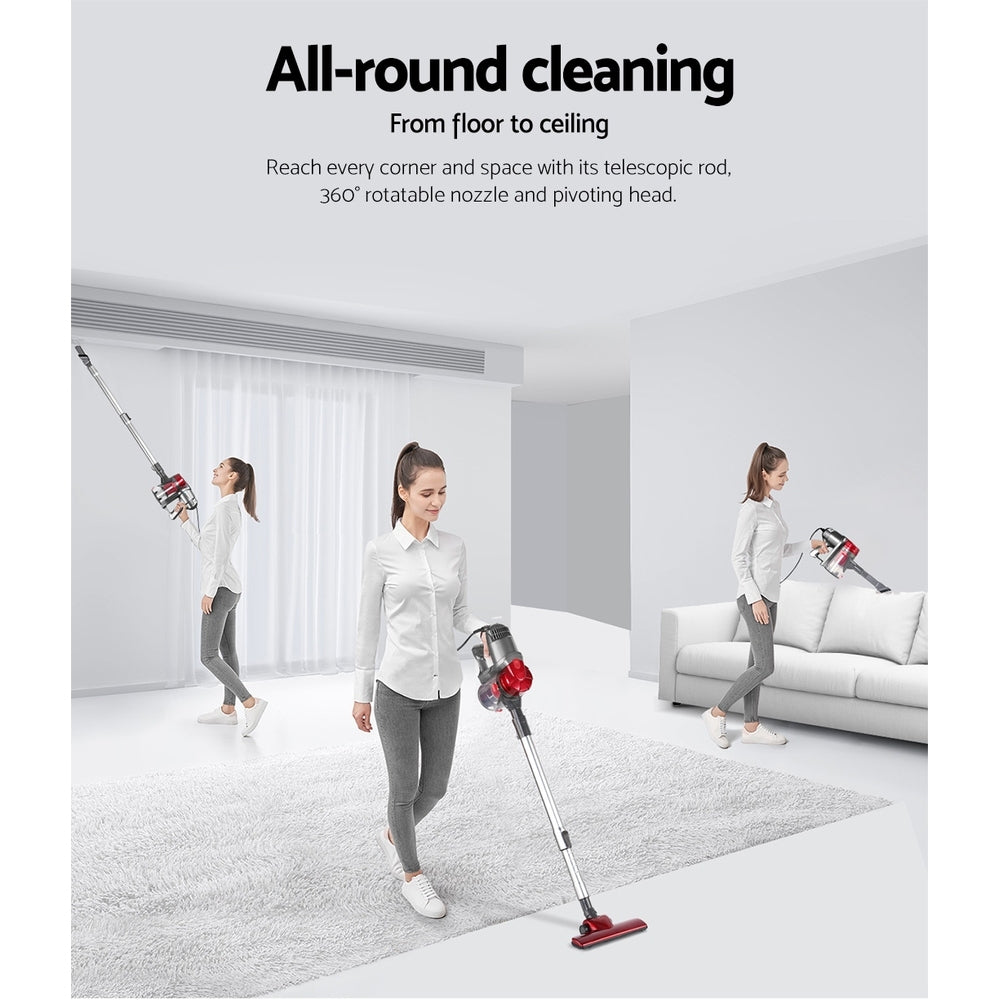 Handheld Powerful 450W Corded Stick Vacuum Cleaner - Red - Homecoze