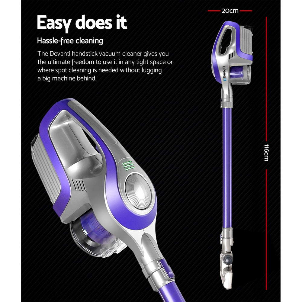 Cordless Stick Vacuum Cleaner 150W - Purple & Grey - Homecoze