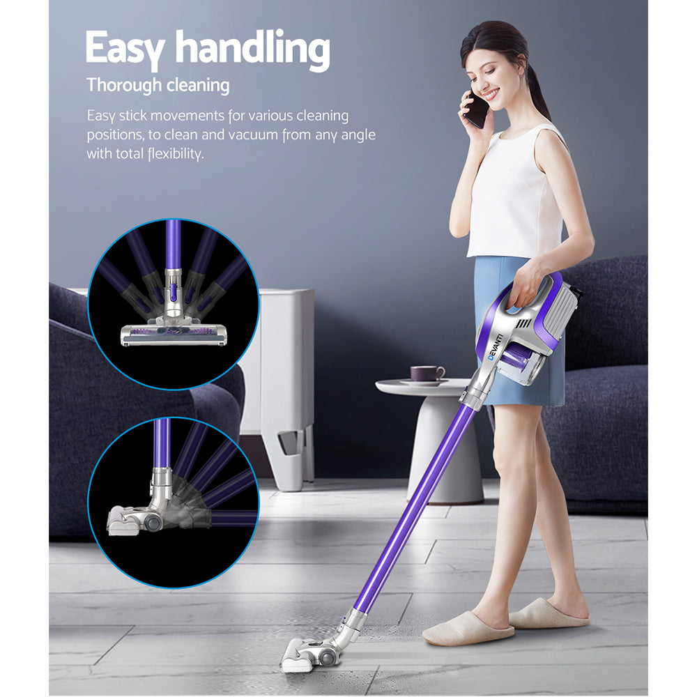 Cordless Stick Vacuum Cleaner 150W - Purple & Grey - Homecoze