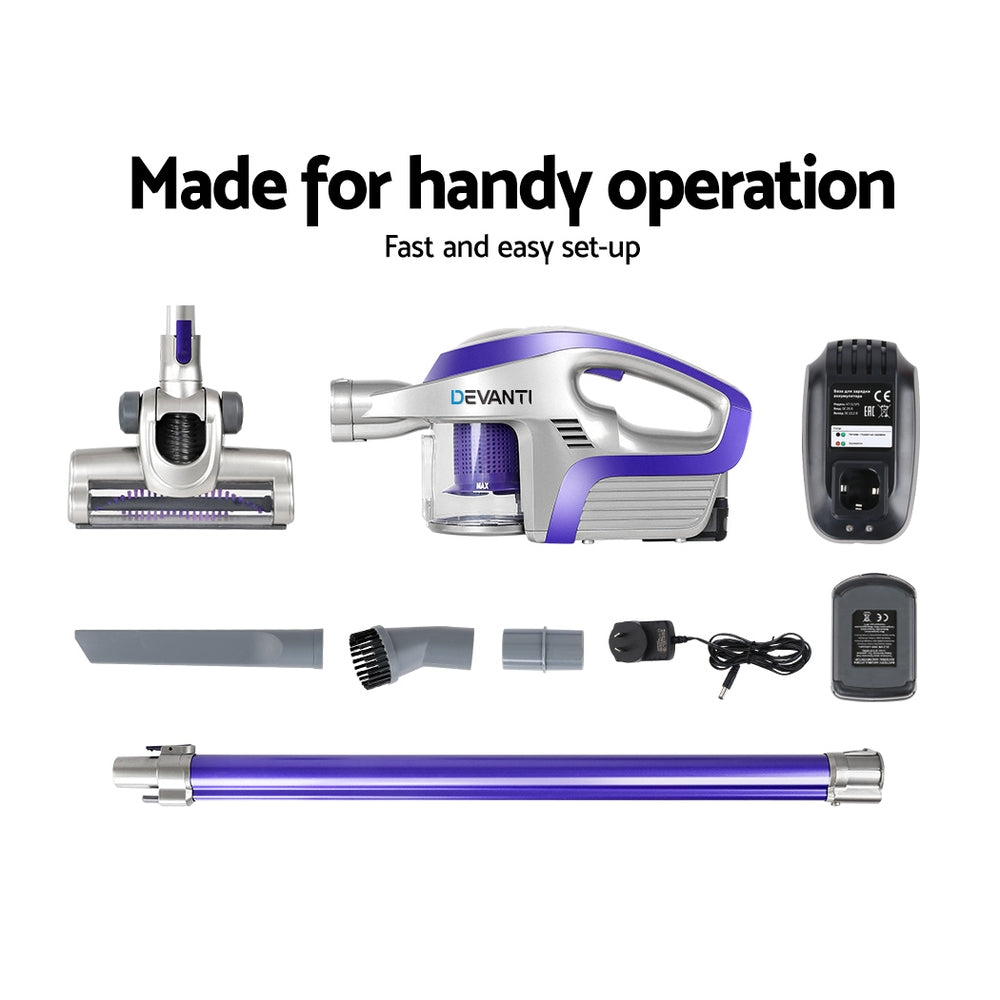 Cordless Stick Vacuum Cleaner 150W - Purple & Grey - Homecoze