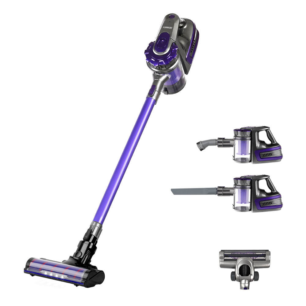 Handheld 150W Cordless 2-Speed Stick Vacuum Cleaner with HEPA Filter & LED Lights – Purple - Homecoze