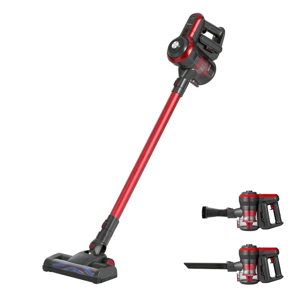 Handheld 250W Cordless 2-Speed Stick Vacuum Cleaner with HEPA Filter - Red - Homecoze