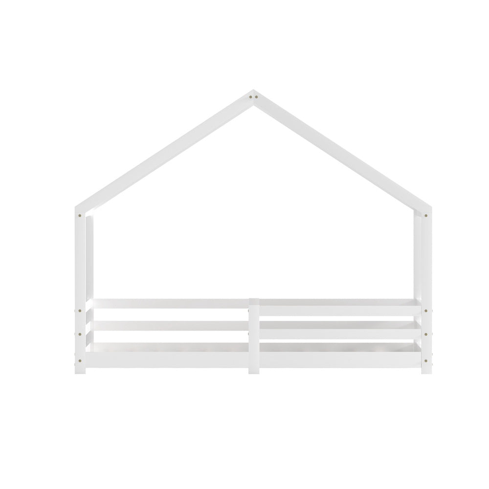 Sammy (Single) Kids Wooden House Bed Frame - White - Homecoze